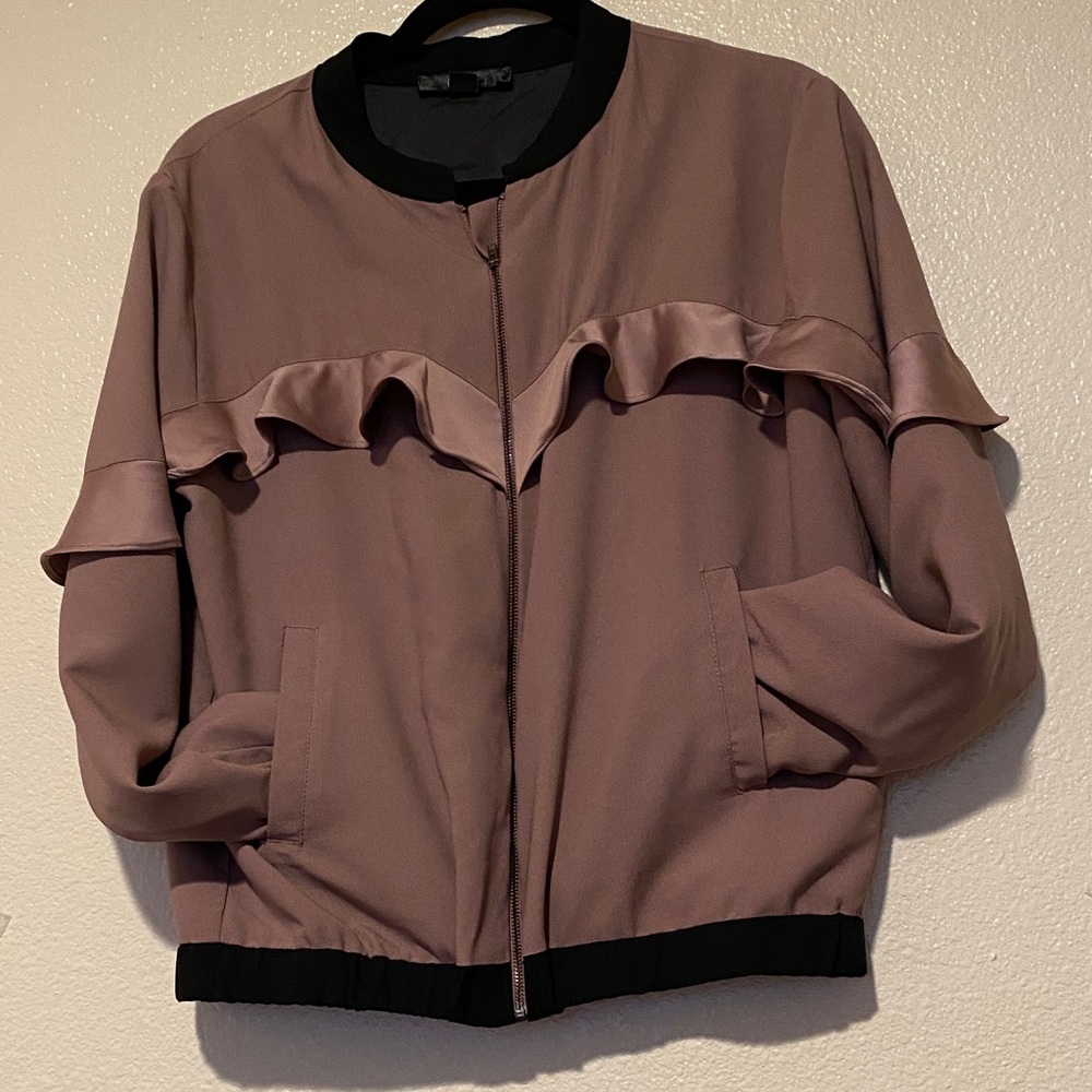 Women's Ruffled Mauve Jacket Size L - Picture 2 of 7